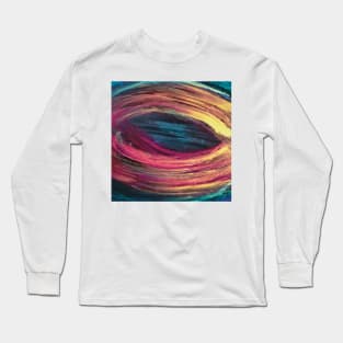 Spin Strokes | Pink, Yellow, Blue, Teal, and Magenta Digital Painting Long Sleeve T-Shirt